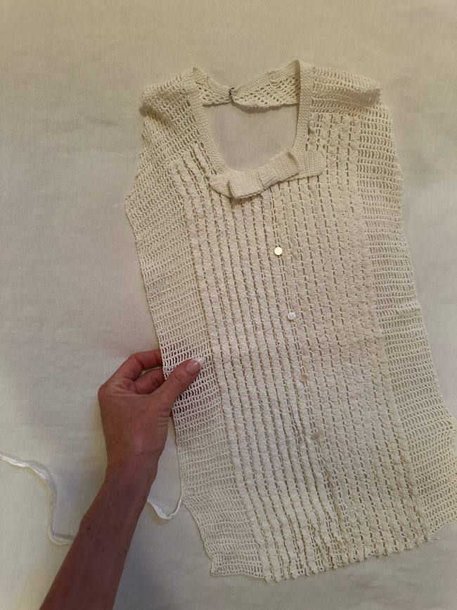 antique hand crochet halter dickey 