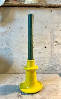 Image 1 of Small Wheel Thrown Candlestick - Yellow 