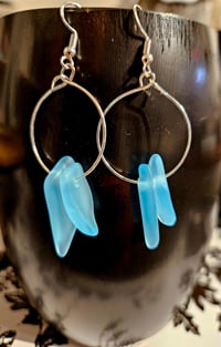 Image 2 of caribbean blue hoop earrings