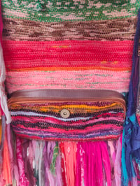 Image 7 of 3-Frill sari Bohemian Back Pack with leather strap
