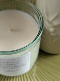 Image 3 of RECYCLED GLASS - OLIVE LEAF CITRON SOY WAX CANDLE