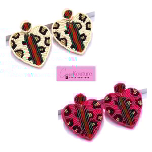 Image of Beaded Leopard Earrings 