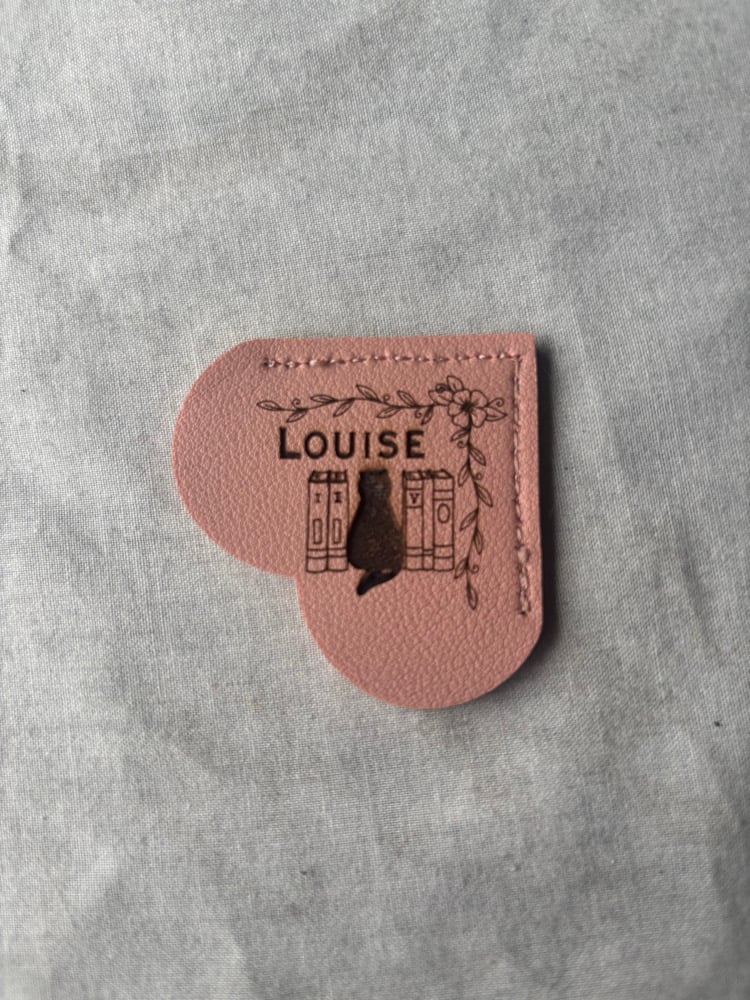 Image of Faux leather heart personalised bookmark 