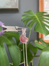 Image 4 of Silver Strawberry Quartz Moon Crystal Necklace