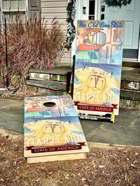 Image 2 of Brackish Wooder Cornhole Boards - Old Line State - MD Flag - Blue Crab - MT6313