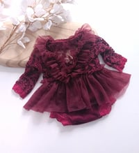 Image 3 of Baby girl body-dress for photoshoot | Mili | burgundy | 0-3 months