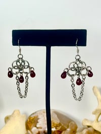 Image 2 of 'Blood Letting' Stainless Steel Chainmaille Earrings