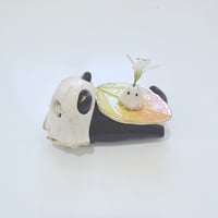 Image 3 of Tuxedo cat glow in dark ghost ring holder ceramic figurine
