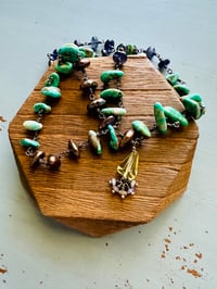 Image 12 of  turquoise petal and gemstone necklace with opal fringe pendant