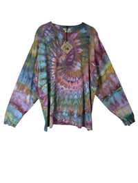 Image 2 of ♻️ UPCYCLED XL Unisex LL Bean Knit Top in Autumn Spiral Ice Dye