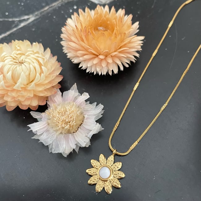 LOUISE  | Collier pendentif fleur en pierre