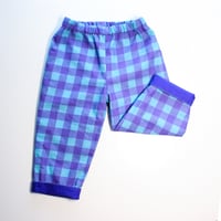 Image 3 of Reversible trousers- purple blue hearts (ready to ship 18-24m)