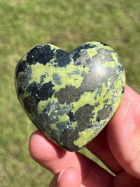 Image 1 of Serpentine & Pyrite Heart Carving | #3013