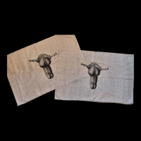Image 1 of penis in cuffs pillowcase pair - static grey