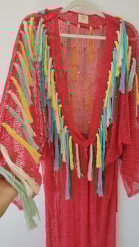 Image 4 of Red Dress Fringes Kimono