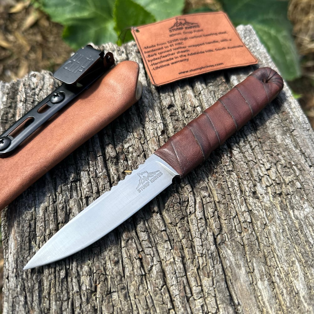 Image of 80mm Drop Point 52100 leather