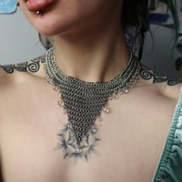 Image 3 of Stainless steel xtal quartz chainmail necklace 