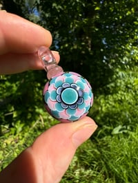 Image 3 of Pink and Teal Dotstack Pendant 