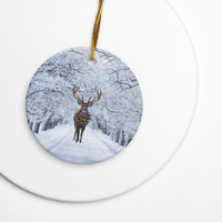 Image 2 of Double-sided ceramic ornaments (Deer in the snow)