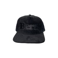 Image 1 of BERR LOGO SUEDE RHINESTONE SNAPBACK {BLACK}