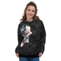 Image 2 of Kawaii Goth Inspired Watercolor Crow/Raven Unisex Hoodie