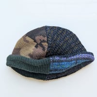 Image 3 of Shallow Fit Upcycled Reversible Beanie Brown Camo x Dark Green