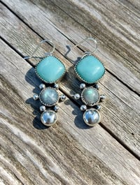 Image 3 of Amazonite + Labradorite Earrings 