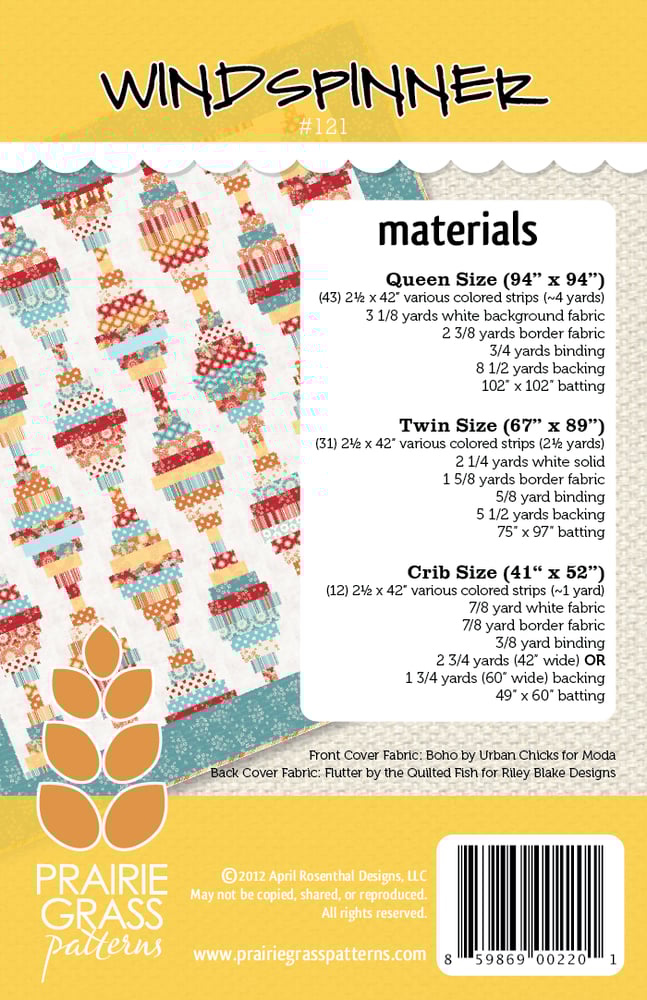 Windspinner Quilting Pattern 121 Prairie Grass Patterns