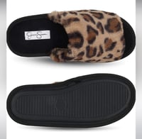 Image 4 of JESSICA SIMPSON leopard faux fur open toe slide slippers