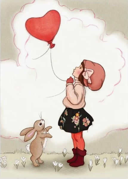 Image of Heart Shaped Balloon - Postcard
