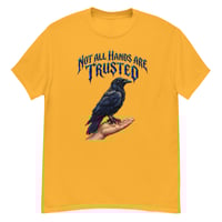 Image 2 of Trust Your Instincts Raven Unisex Graphic Tee – Gothic Raven & Hand Streetwear Design