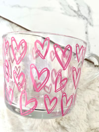 Image 2 of Doodle Hearts Glass Mug 