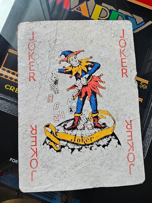 Image of Original Drawning on found 8" x 11" Joker Card