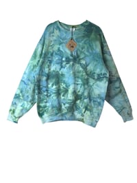 Image 2 of L Adult Crew Sweatshirt in Verdant Watercolor Ice Dye