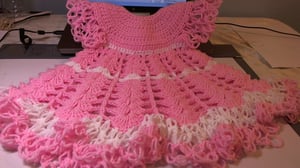 Image of Crochet Shells and Lacey Baby Girl Dress PDF Pattern
