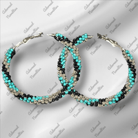 Image 1 of ANA826218 Large Bead-Wrapped Hoop Earrings