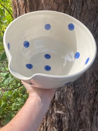 Image 1 of Large Mixing Bowl  Blue dots