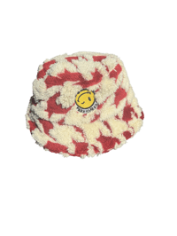 Fuzzy red bucket hat 