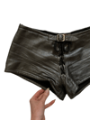 vintage leather lace up shorts with buckle 