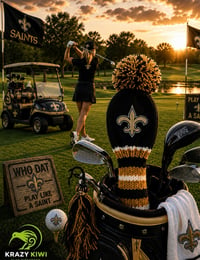 Image 4 of New Orleans Saints  custom Golf Club Cover hand knit logo NFL fan  gift-5948b308