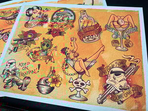 Image of 3 Sheet Star Wars Inspired Traditional Tattoo Flash Sheet: SW1-3 11x14 Save $20