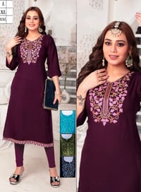 Image 2 of KSV8105-1 Pc Soft Rayon Slub Kurthi