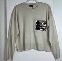 Image 3 of  DKNY beige sequin pocket sweater
