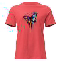 Image 2 of Women's Relaxed T-Shirt, Radiant Paint Drip Butterfly Colorful tee