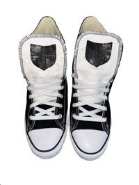 WHITE LEATHER SHIELD HIGH CHUCKS