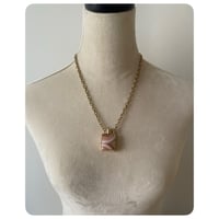 Image 3 of Solid Brass Vessel Necklace - Golden Banded Agate