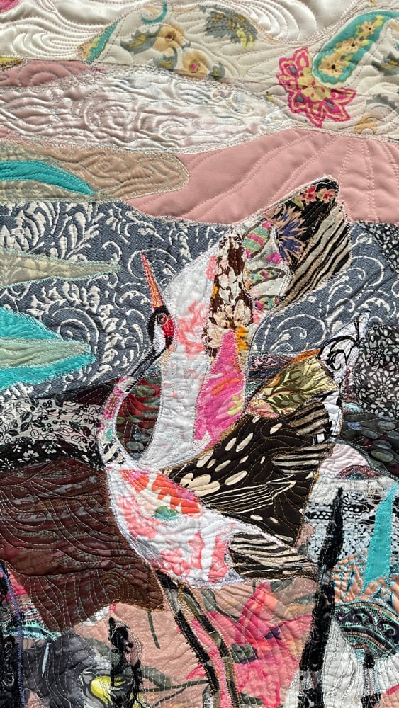 'Awakening' - art quilt painting, 84x46cm Image 8