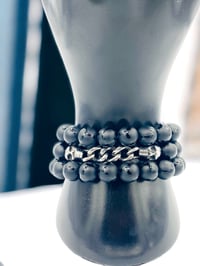 Image 2 of Tuxedo Onyx Bracelet Triple Stack