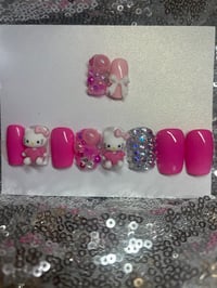 Image 1 of  Short square diva hello Kitty gel press on nails for Teenagers and  adults