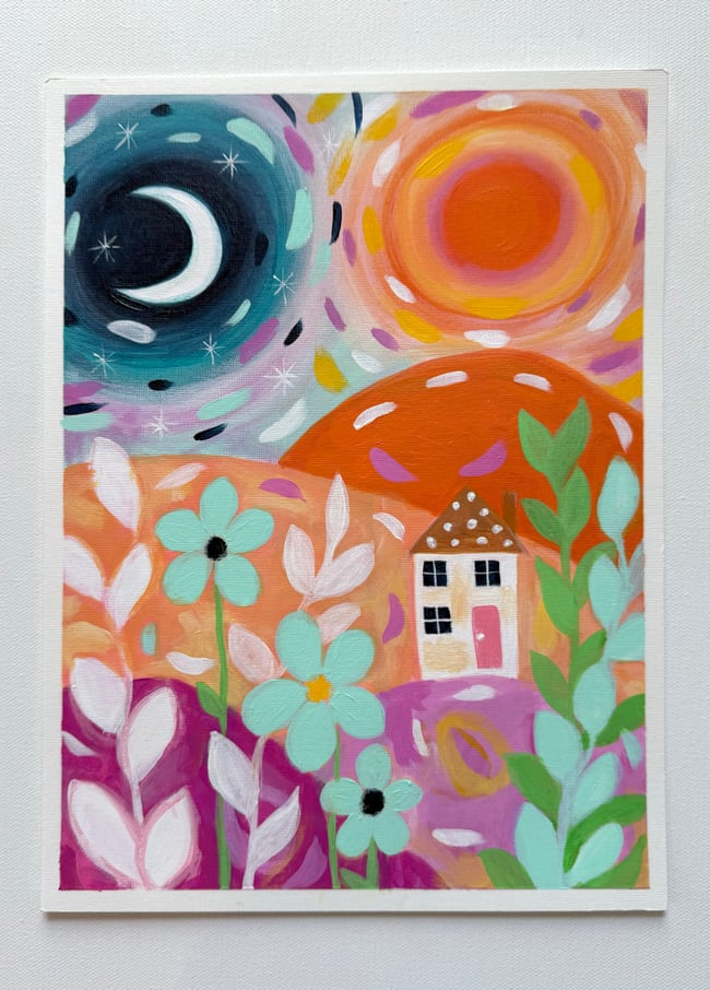 Garden Dreams. Original 9x12 paper painting